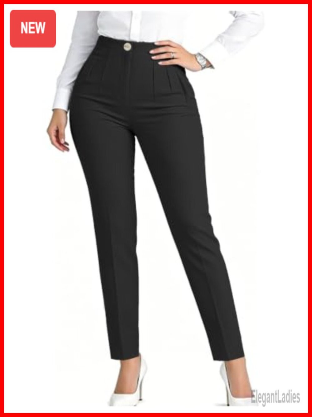 Women's High Rise Straight Leg Dress Pants Business Casual Slacks